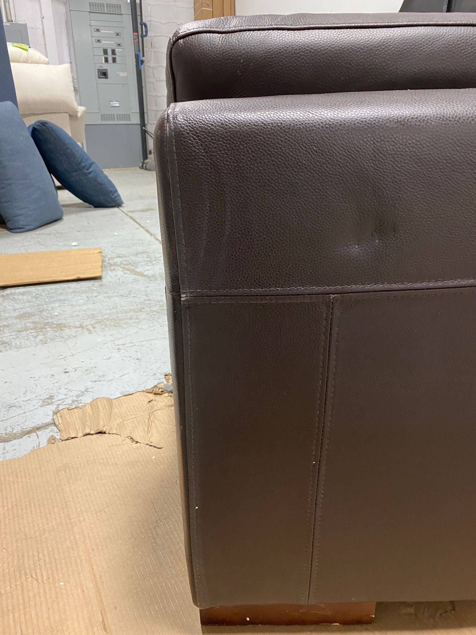 124" Wide Leather Match Chaise Piece **AS IS**