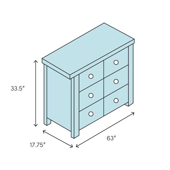 White Ricka 6 Drawer Double Dresser