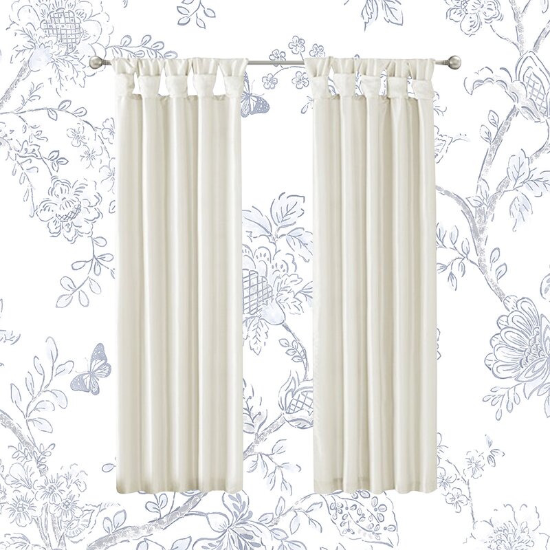 Rivau Solid Semi-Sheer Tab Top Single Curtain Panel 50" W x 95" L, (Set of 2)