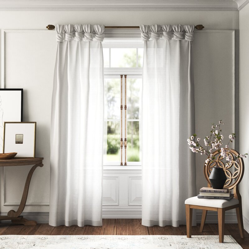 Rivau Solid Semi-Sheer Tab Top Single Curtain Panel 50" W x 95" L, (Set of 2)