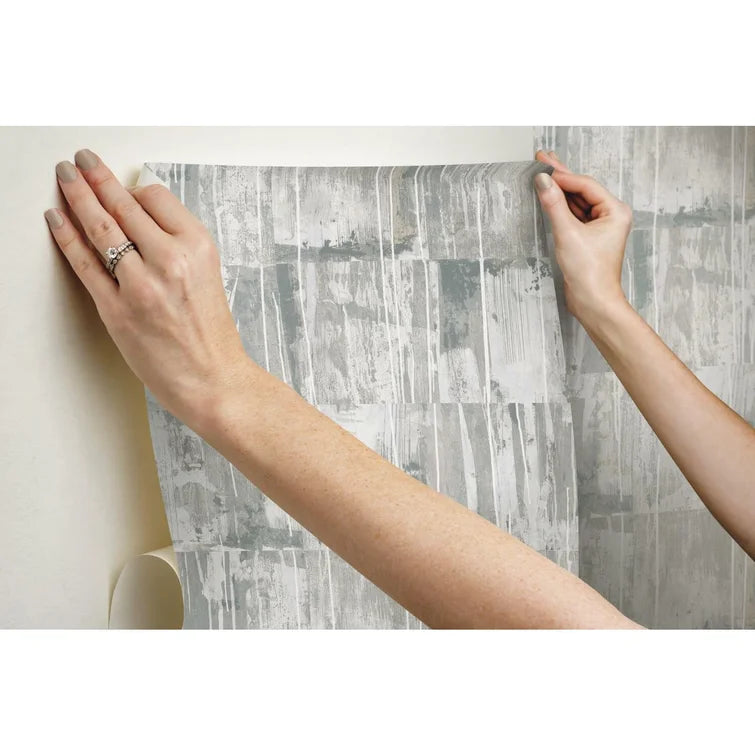 Beige/Gray Robbinsdale Washout 18.86' L x 18" W Peel and Stick Wallpaper Roll