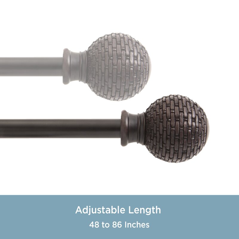 48" - 86" Roberta Weathered Brown 0.625" Curtain Rod SHB631