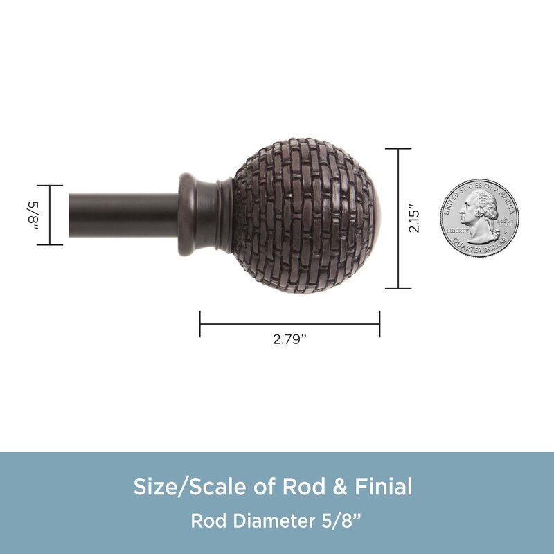 48" - 86" Roberta Weathered Brown 0.625" Curtain Rod SHB631