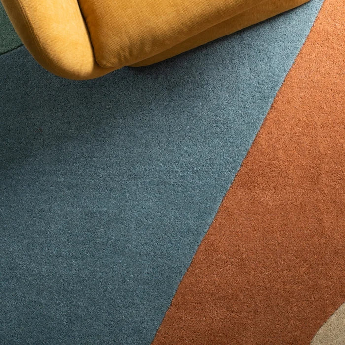 Rodeo Drive Abstract Handmade Tufted Wool Area Rug in Green/Orange/Blue/Beige, Runner 2'6" x 12'