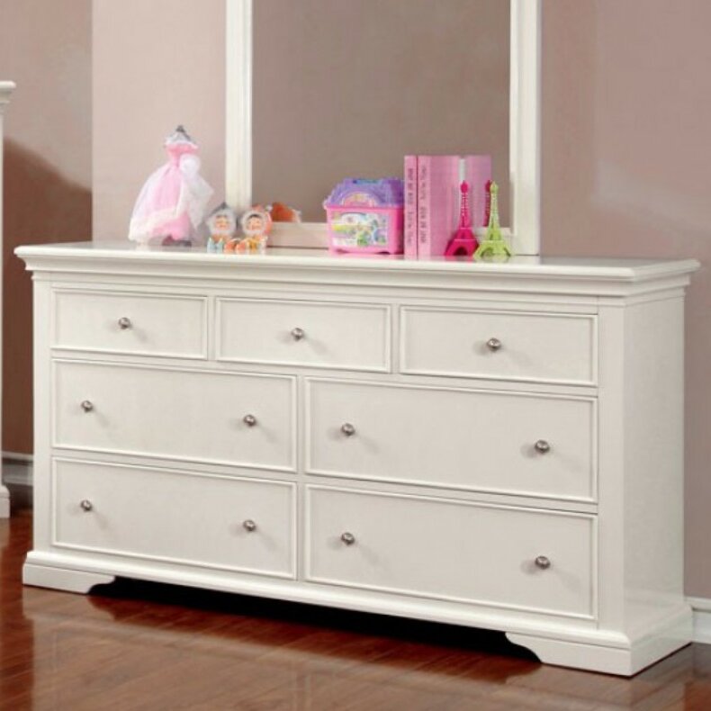 White Roermond 7 Drawer Double Dresser(mirror not included)CL138