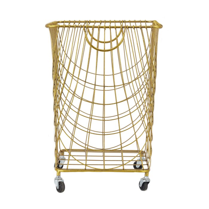 Medium ( 24" H x 16.85" W x 16.55" D) Gold Roll Laundry Basket