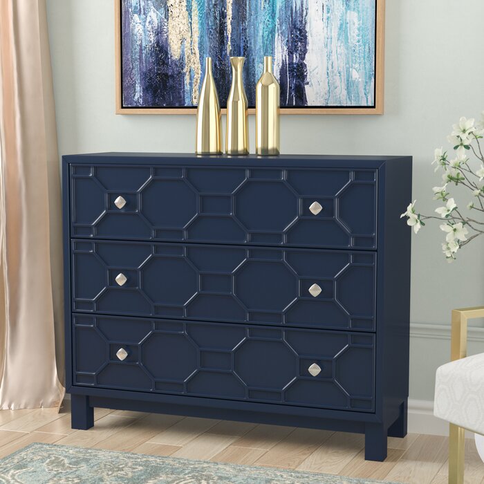 Navy Blue Rosen 3 Drawer Accent Chest Navy Blue Rosen 3 Drawer Accent Chest