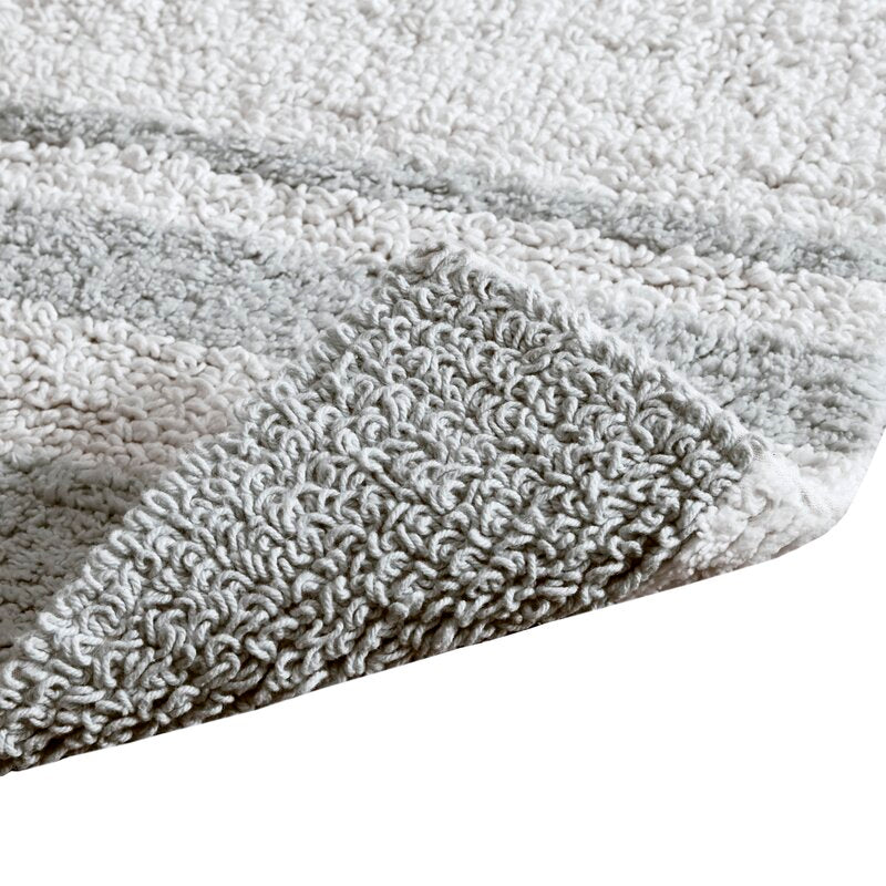 24" x 72" Gray Rosenbloom Rectangular 100% Cotton Striped Bath Rug B50-HS151