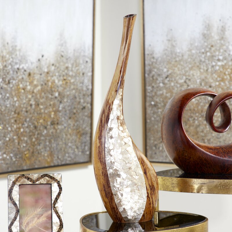 22" H x 7" W x 4" D Rosita Gold Earthenware Floor Vase (SET OF 2)