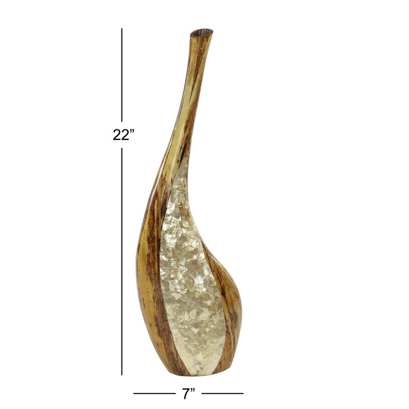 22" H x 7" W x 4" D Rosita Gold Earthenware Floor Vase (SET OF 2)