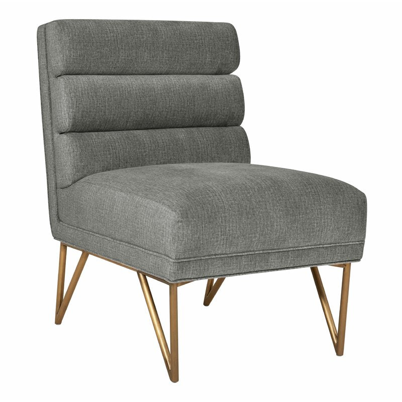 Rotan Slipper Chair, Gray Velvet (#K5243)