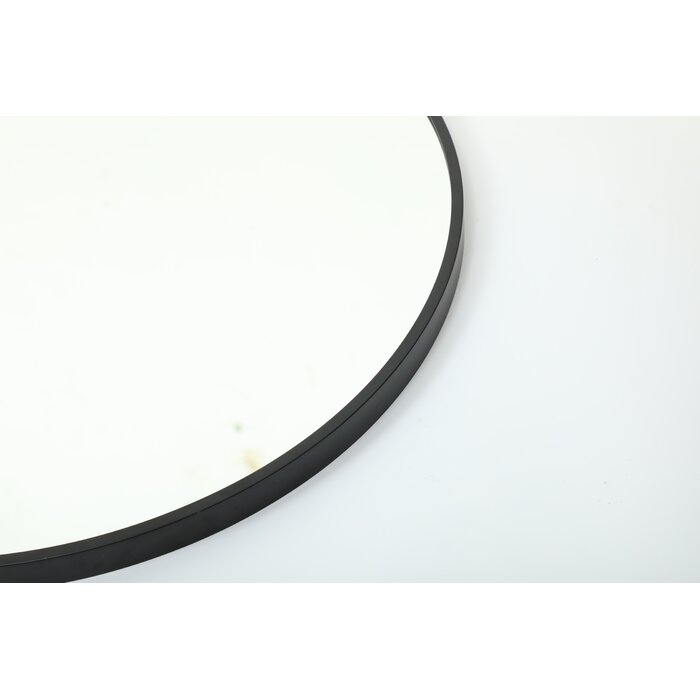 30" x 30" Black Rouillard Round Metal Wall Mirror