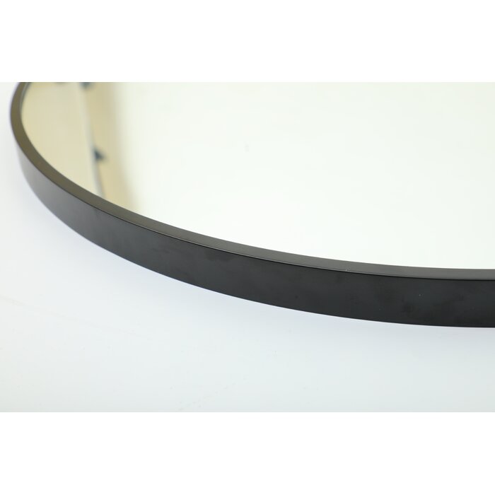 30" x 30" Black Rouillard Round Metal Wall Mirror