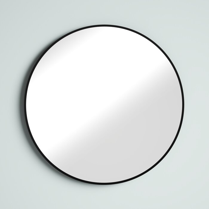 30" x 30" Black Rouillard Round Metal Wall Mirror