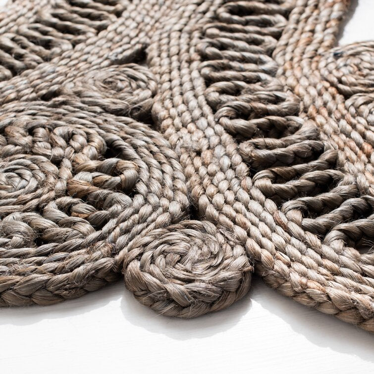 3' Round Handmade Handwoven Jute/Sisal Area Rug in Gray