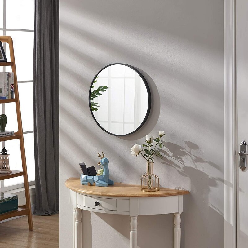 30" x 30" Round Wall Mirror Black, 30 Inches