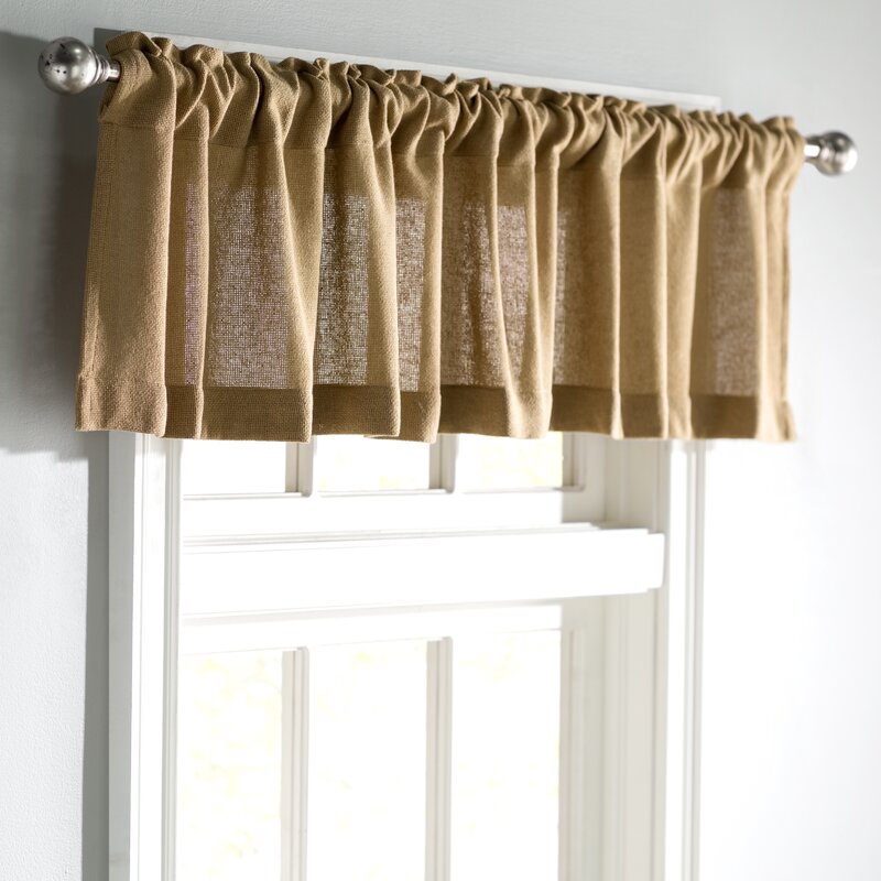 72" W x 16" L Natural Roxane Solid Color Cotton Tailored Window Valance, (Set of 2)