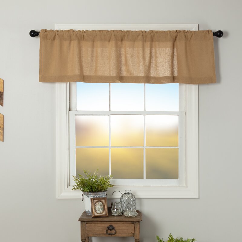72" W x 16" L Natural Roxane Solid Color Cotton Tailored Window Valance, (Set of 2)
