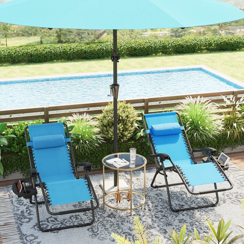 Blue Rozzer Long Reclining Chaise Lounge Set (Set of 2) CYB181
