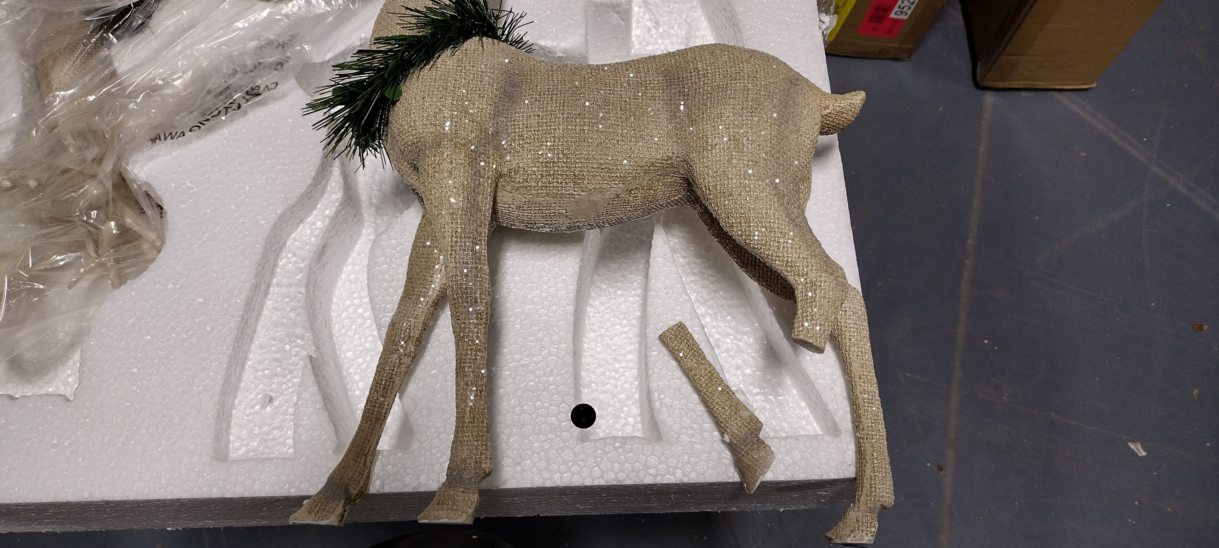 2 Piece Burlap Finish Frosted Deer Decorative Accent Set