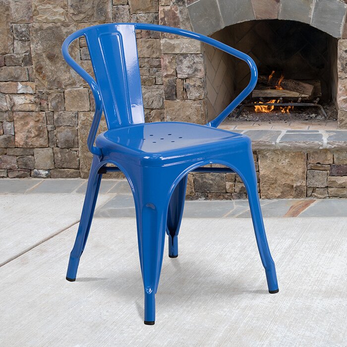 Blue Rucker Stacking Patio Dining Armhair, Set of 2