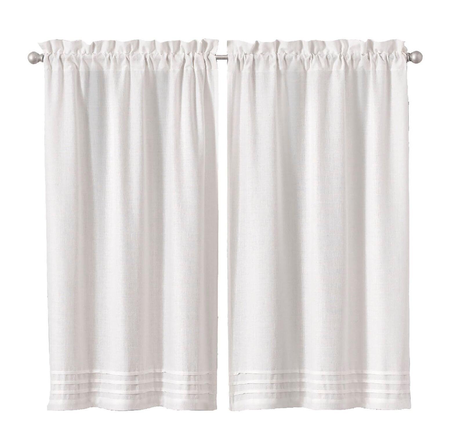 White Rufina Window Pleated 26" Cafe Curtain (Set of 2) SC772