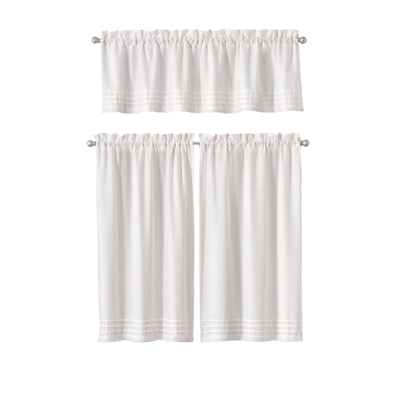 White Rufina Window Pleated 26" Cafe Curtain (Set of 2) SC772