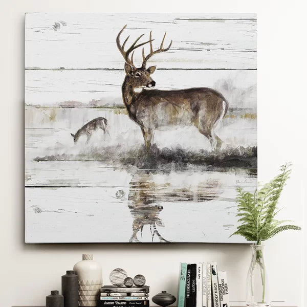 Rustic Misty Deer - Print on Canvas 40"x40"