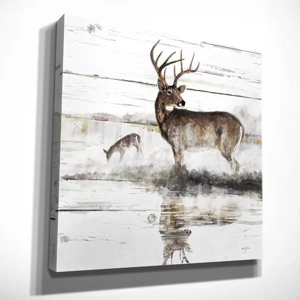 Rustic Misty Deer - Print on Canvas 40"x40"