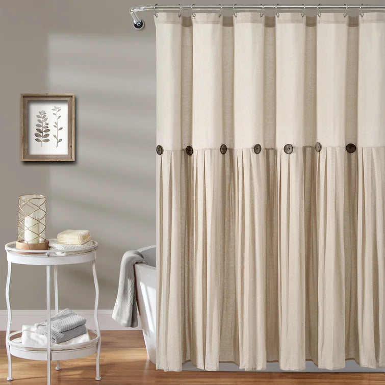 72" W x 72" L Dark Linen Ruya Single Shower Curtain