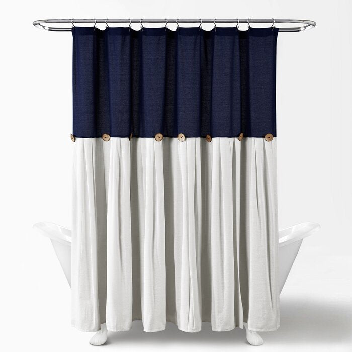 72" W x 72" L Navy/White Ruya Single Shower Curtain