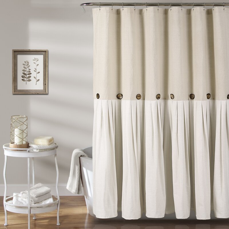 72" W x 72" L Linen Ruya Single Shower Curtain + Hooks