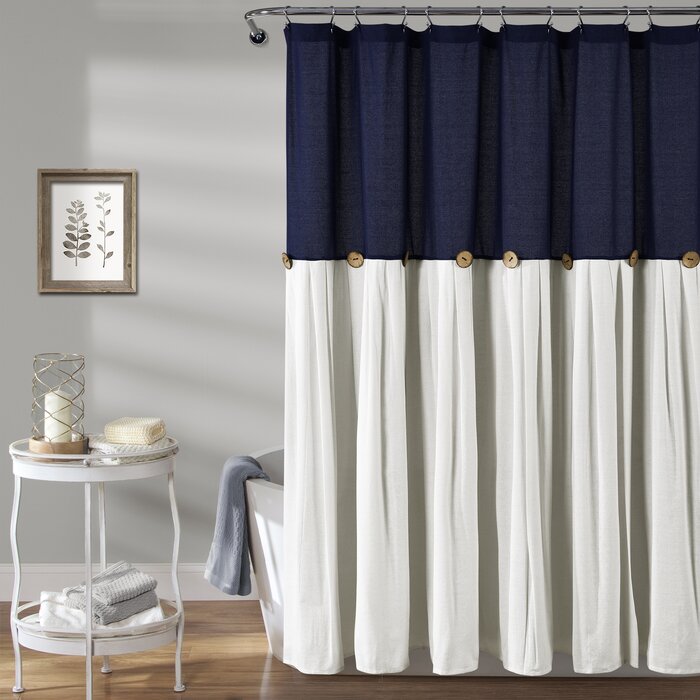 72" W x 72" L Navy/White Ruya Single Shower Curtain
