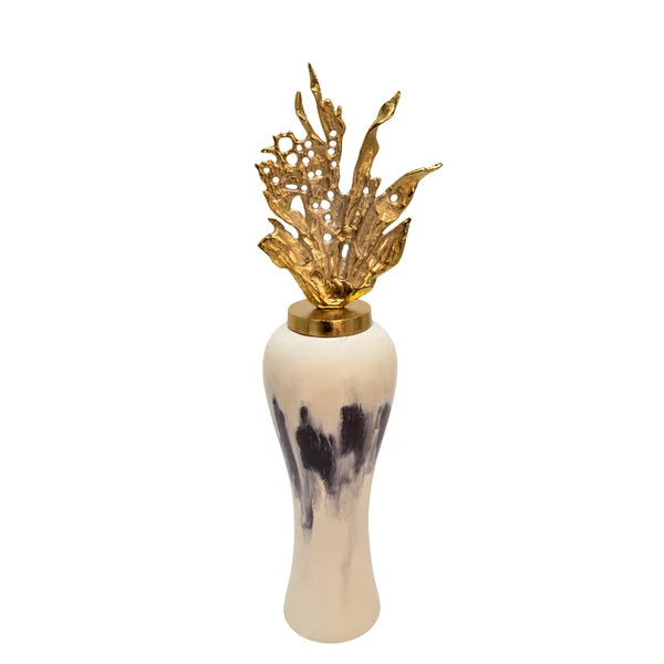 38" H x 13" W x 9" D Ryals White/Black/Gold Aluminum Floor Vase