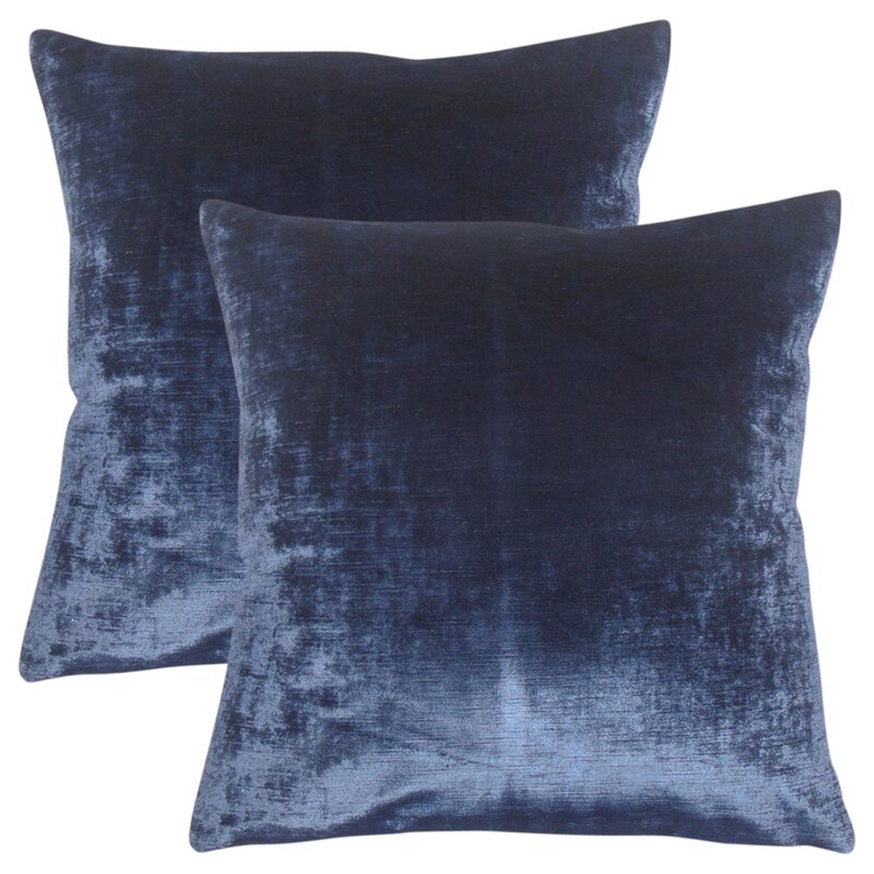 Blue Ryann Solid Cotton Throw Pillow (Set of 2) ss487