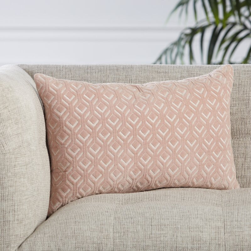 Blush Ryans Rectangular Cotton Pillow Cover & Insert, (Set of 2)