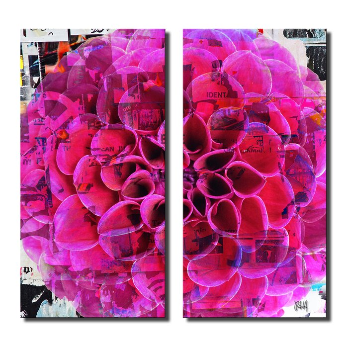 'Painted Petals XCIII' - 2-Piece Wrapped Canvas Prints  #SA1002