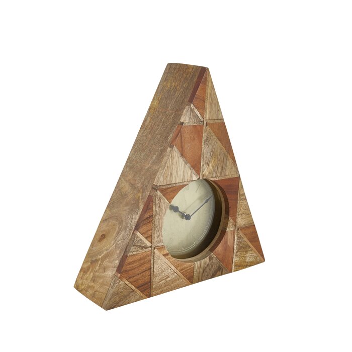 Wooden Triangular Tabletop Clock  #SA1030