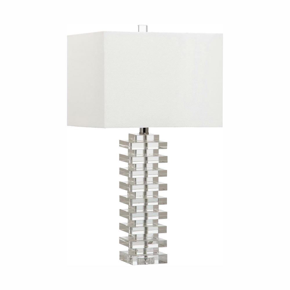 Swift 26.5" Clear Crystal Blocks Table Lamp with White Shade  #SA1099