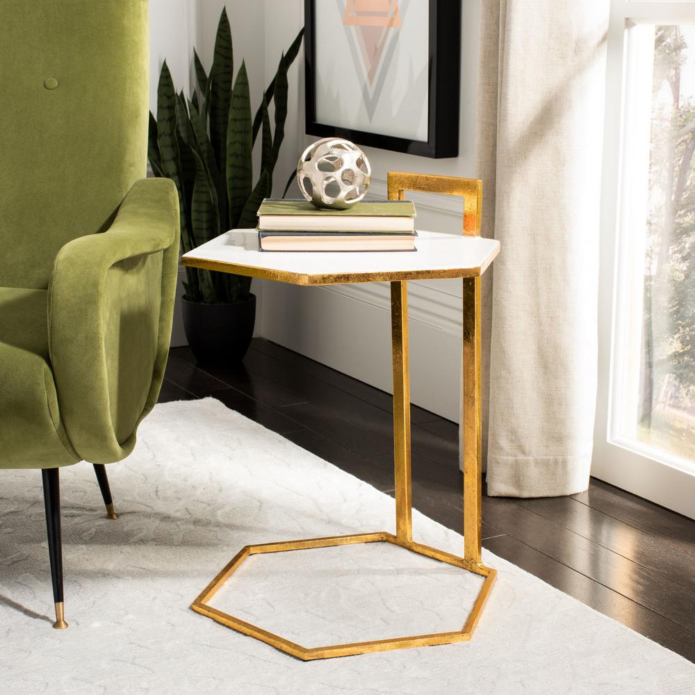 Mirasol White/Gold End Table  #SA1123