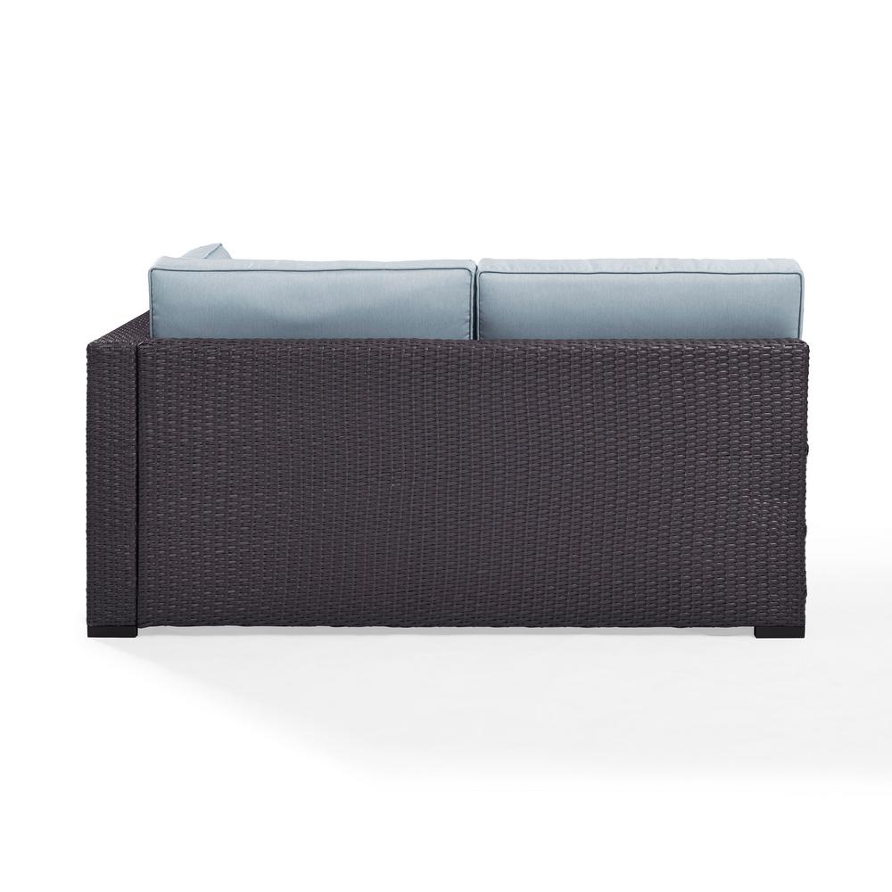 Biscayne Brown Wicker Interchangeable Arm Outdoor Corner Loveseat