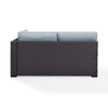 Biscayne Brown Wicker Interchangeable Arm Outdoor Corner Loveseat