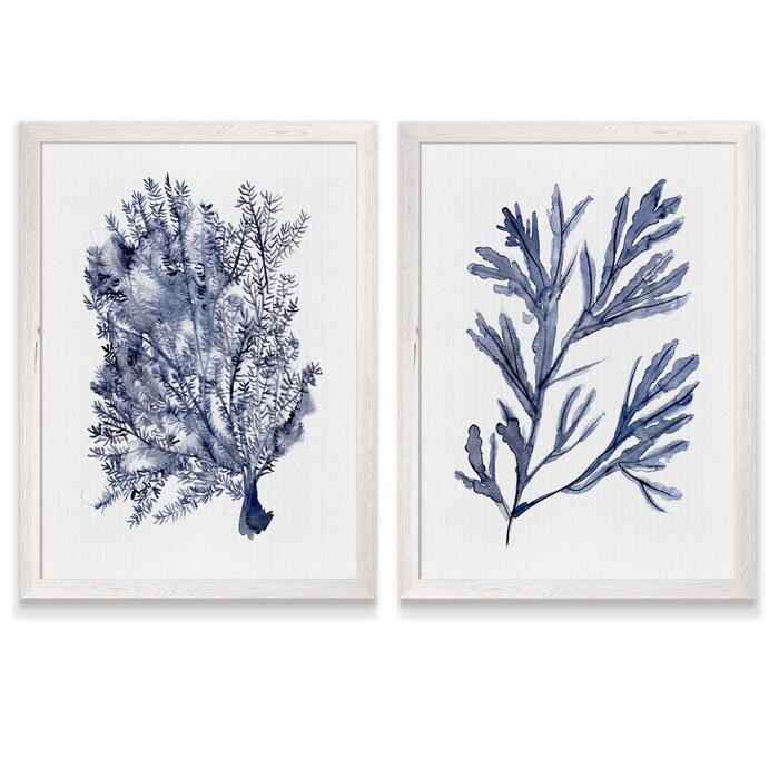 'Seaweed Under Water I'  Framed Canvases (Set of 2)  #SA1504