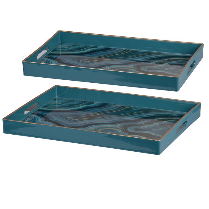 Blue Hazeltine Accent Serving Trays (Set of 2)  #SA1515