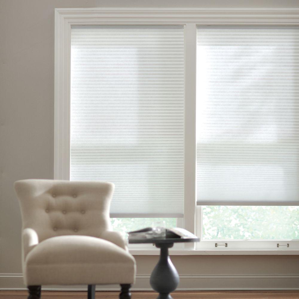 White Cordless Semi-sheer Pleated Shade Blinds (Set of 2)  #SA169