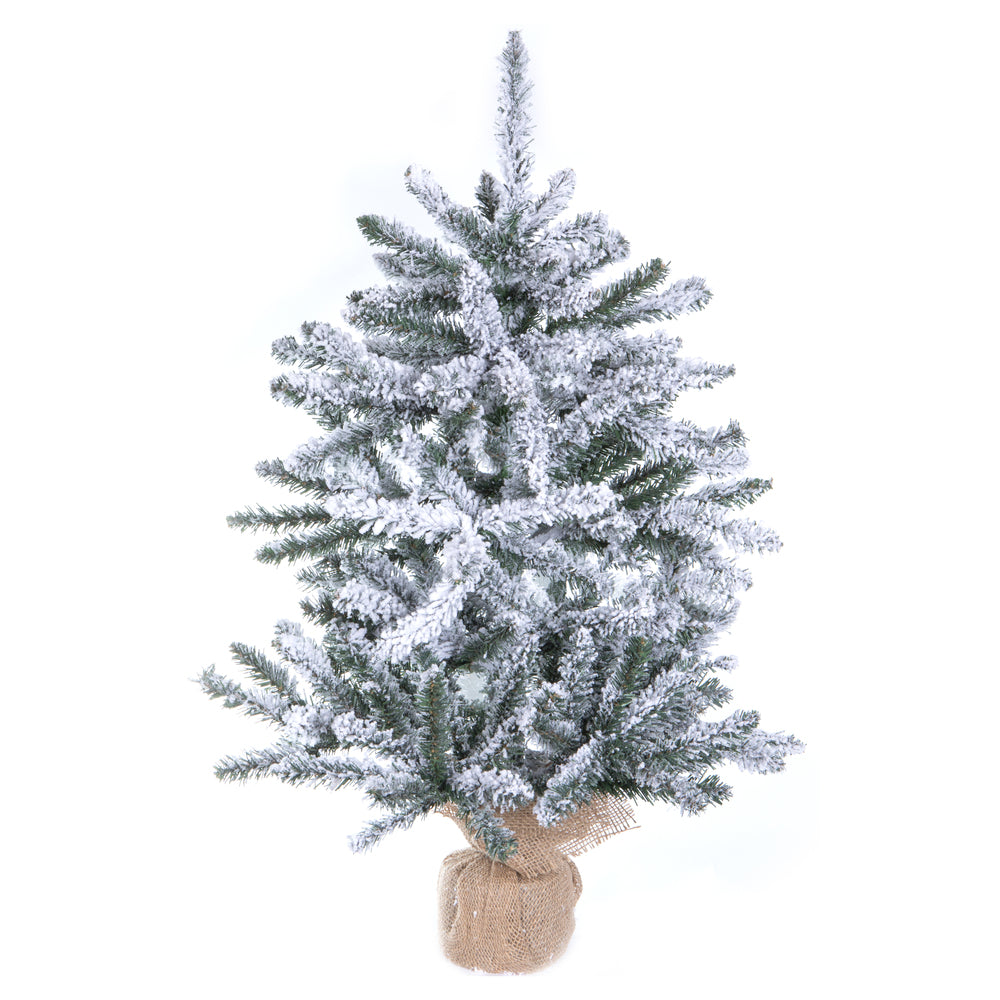 2.5' Flocked White/Green Artificial Christmas Tree with Burlap Base  LX5500