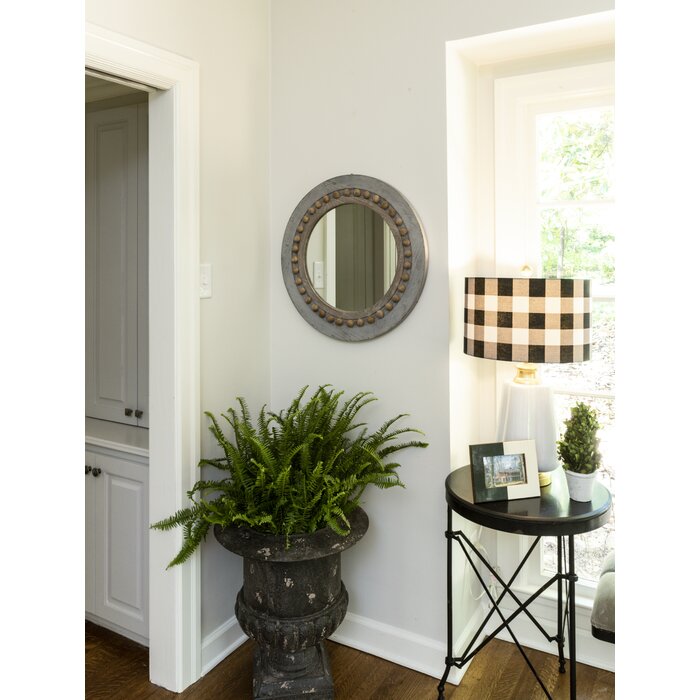 Gray Bevier Round Decorative Wood Wall Accent Mirror SA249 Salvage