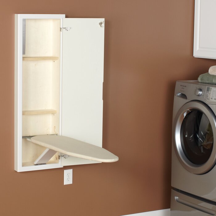 White Stowaway In-Wall Built-In Ironing Board  #SA251