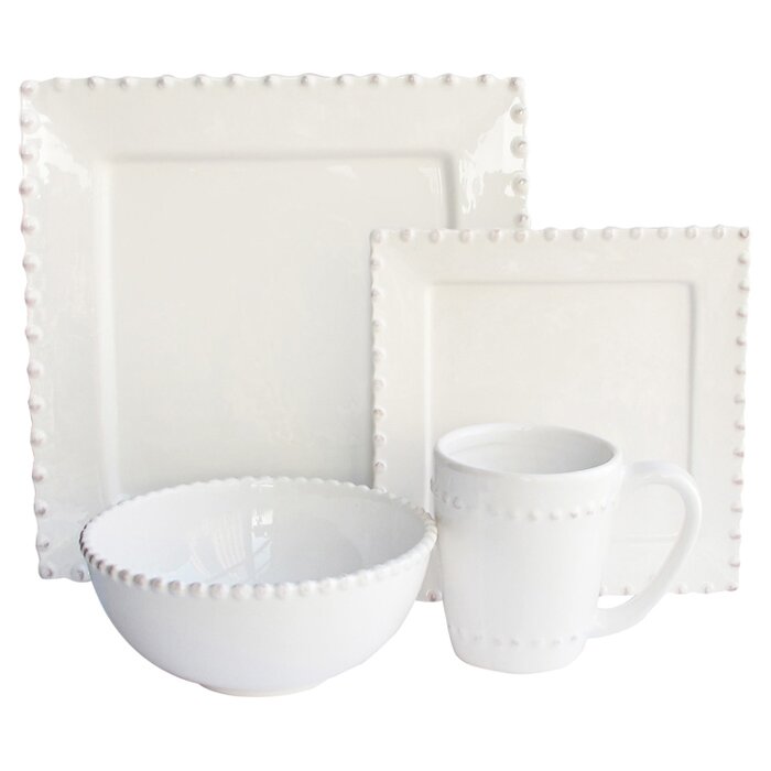 White Bianca Square 15 Piece Dinnerware Set  #SA419