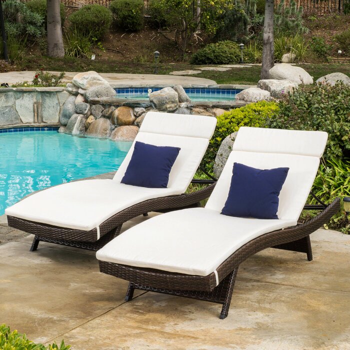 Beige Tallulah Down Indoor/Outdoor Chaise Lounge Cushions - CUSHIONS ONLY (Set of 2)  #SA813
